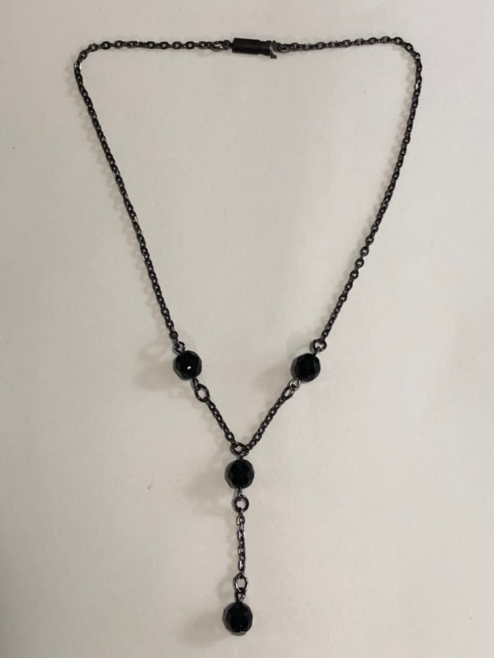Y2K Drop Necklace with Black Faceted Beads